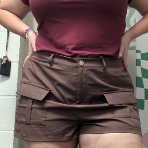 Brown Cargo Shorts for Women